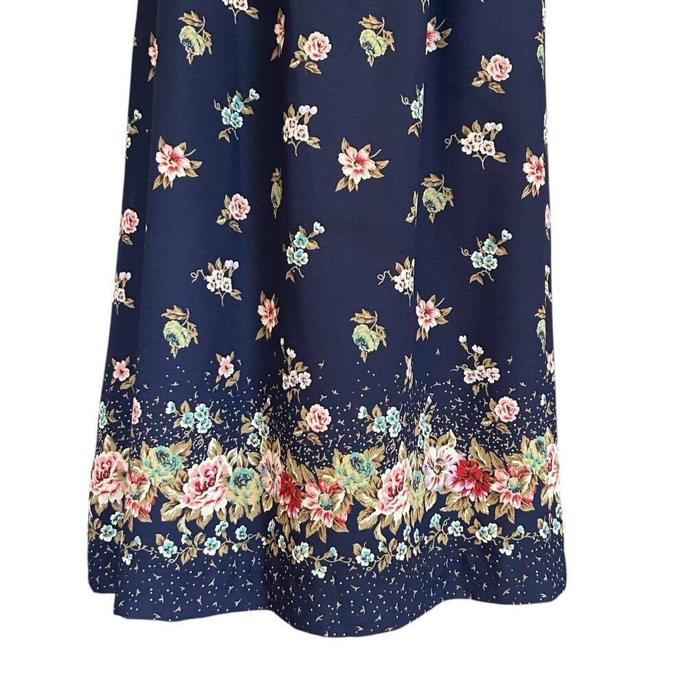 Leslie Fay Navy Floral Border Midi Skirt 16P Coastal Chic - Picture 11 of 14